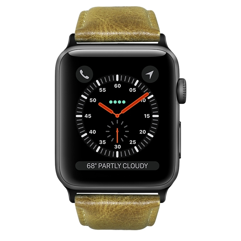 Luxus-Echtlederarmband - Hellbraun - Geeignet f&uuml;r Apple Watch 38mm / 40mm / 41mm / 42mm