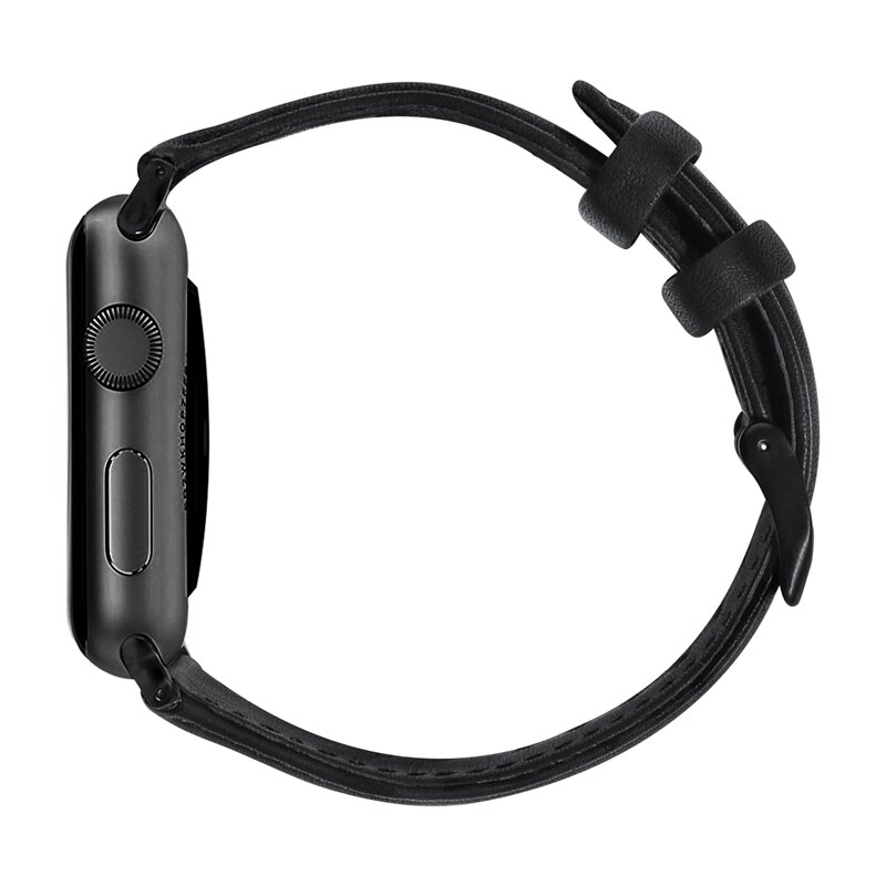 Luxus-Echtlederarmband - Schwarz - Geeignet f&uuml;r Apple Watch 38mm / 40mm / 41mm / 42mm