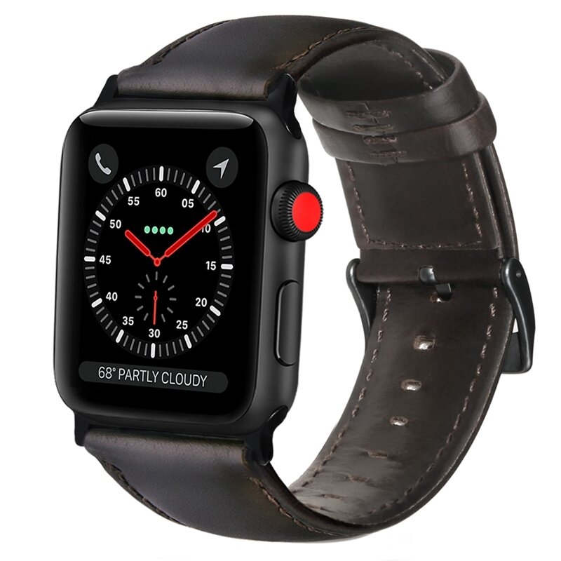 Luxus-Echtlederarmband - Dunkelbraun - Geeignet f&uuml;r Apple Watch 44mm / 45mm / 46mm / 49mm