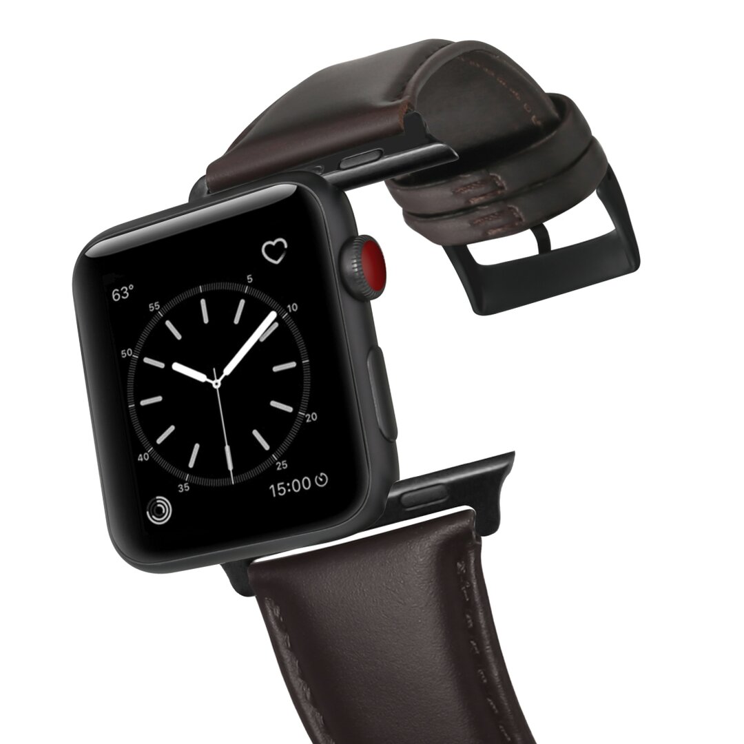 Luxus-Echtlederarmband - Dunkelbraun - Geeignet f&uuml;r Apple Watch 44mm / 45mm / 46mm / 49mm