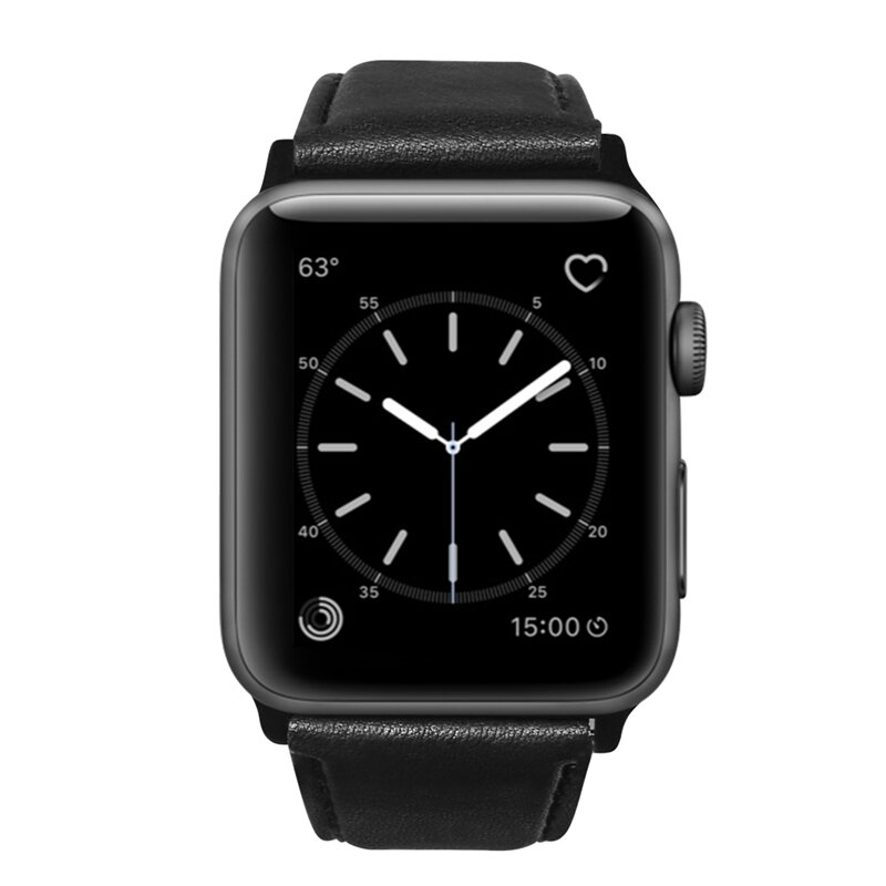 Luxus-Echtlederarmband - Schwarz - Geeignet f&uuml;r Apple Watch 44mm / 45mm / 46mm / 49mm
