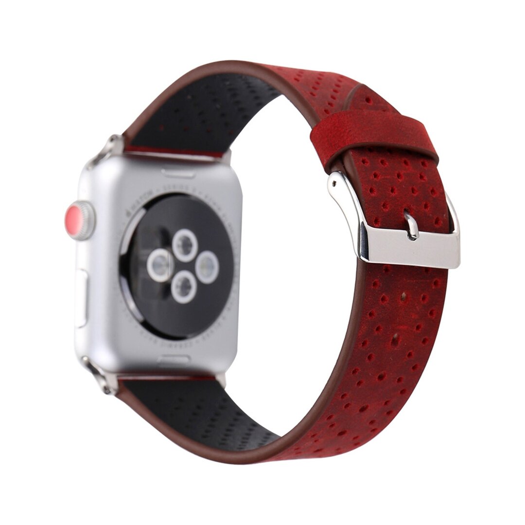 Dot Pattern Lederarmband - Rot - Geeignet f&uuml;r Apple Watch 38mm / 40mm / 41mm / 42mm