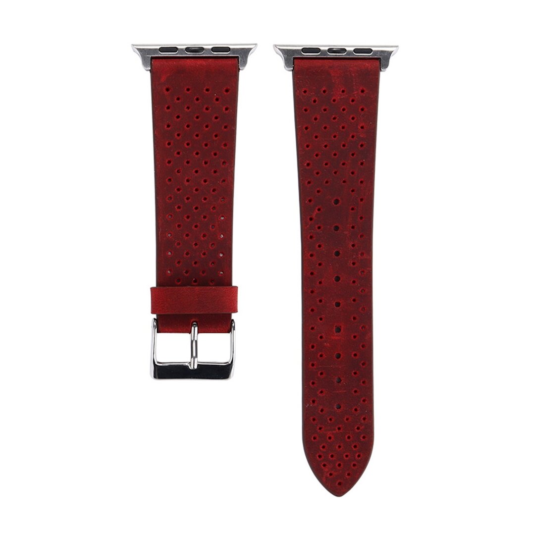 Dot Pattern Lederarmband - Rot - Geeignet f&uuml;r Apple Watch 38mm / 40mm / 41mm / 42mm