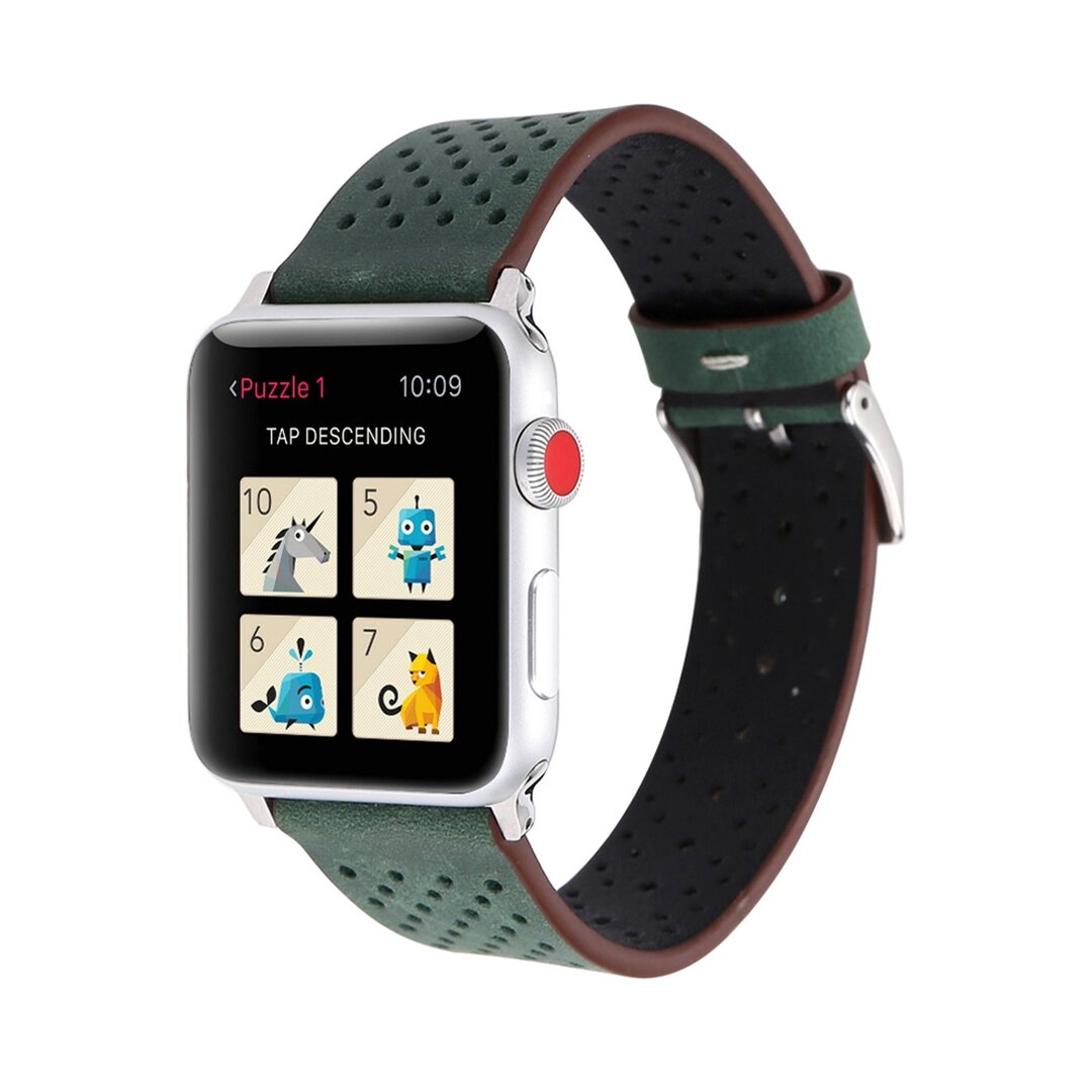 Dot Pattern Lederarmband - Dunkelgr&uuml;n - Geeignet f&uuml;r Apple Watch 38mm / 40mm / 41mm / 42mm