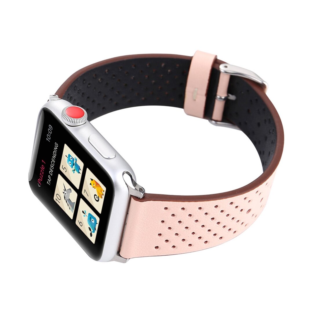 Dot Pattern Lederarmband - Rosa - Geeignet f&uuml;r Apple Watch 38mm / 40mm / 41mm / 42mm