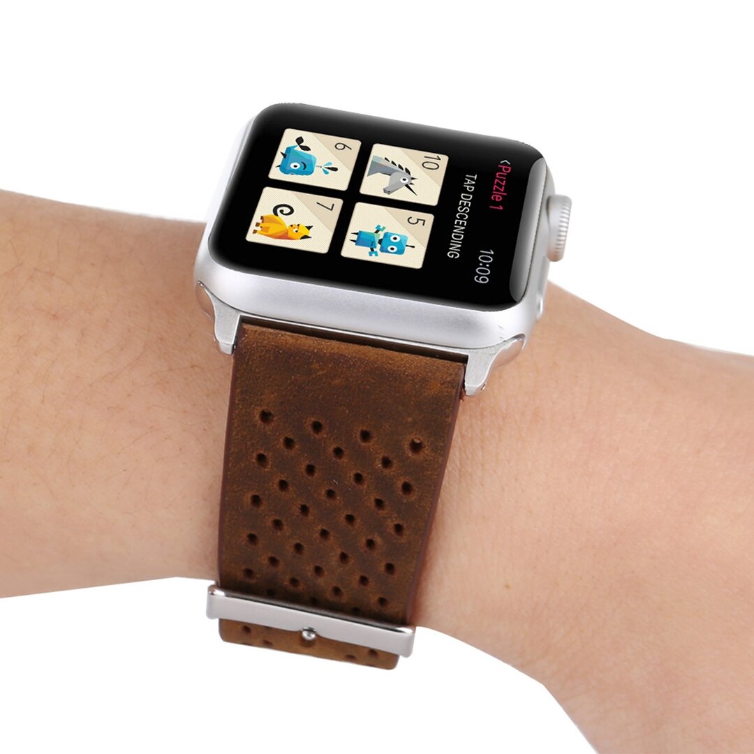 Dot Pattern Lederarmband - Braun - Geeignet f&uuml;r Apple Watch 44mm / 45mm / 46mm / 49mm