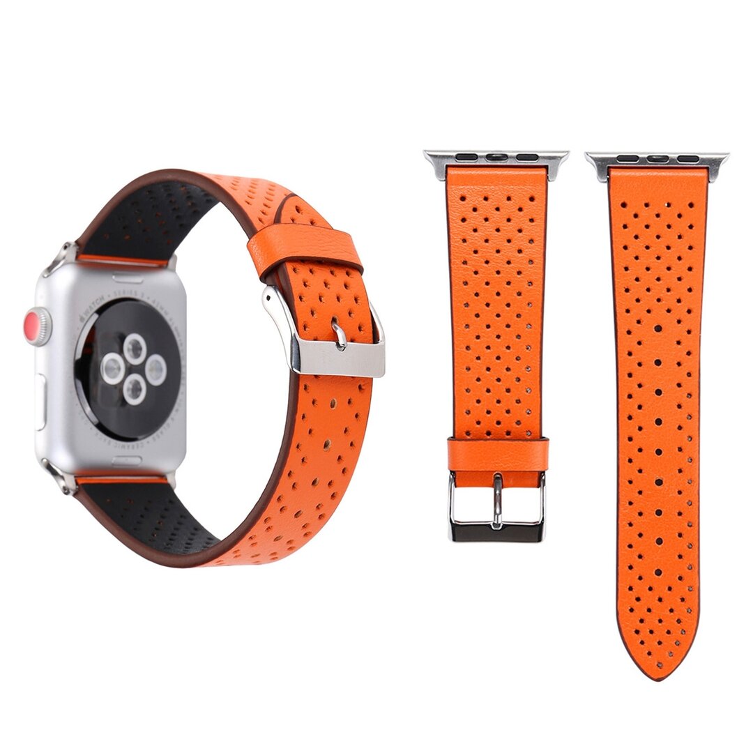 Dot Pattern Lederarmband - Orange - Geeignet f&uuml;r Apple Watch 44mm / 45mm / 46mm / 49mm