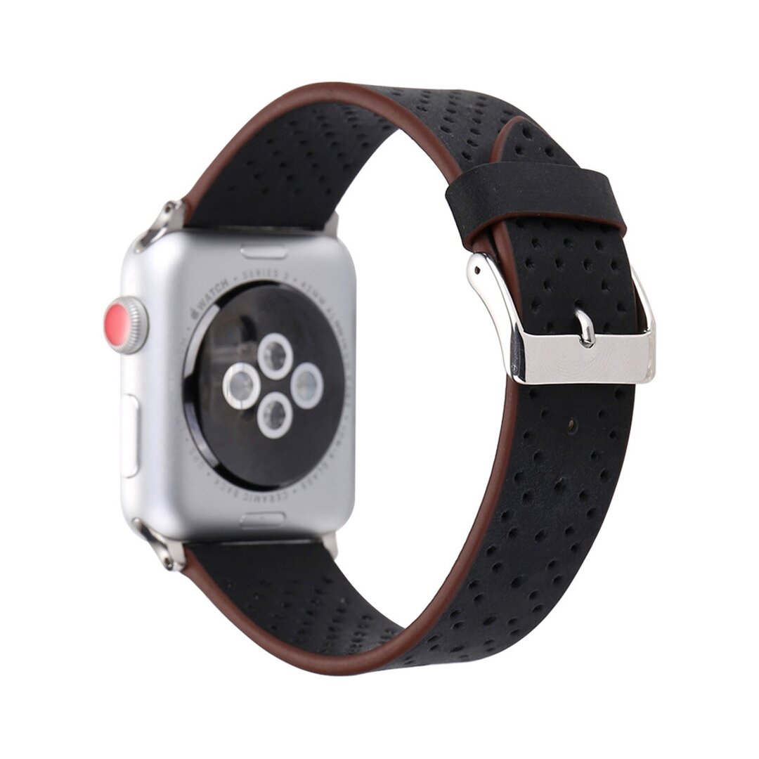 Dot Pattern Lederarmband - Schwarz - Geeignet f&uuml;r Apple Watch 44mm / 45mm / 46mm / 49mm