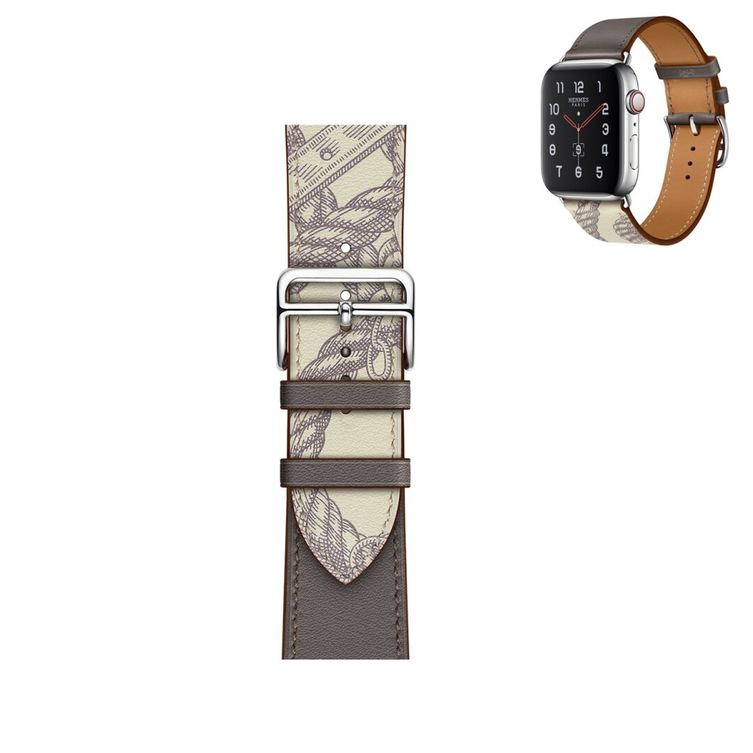Lederarmband mit Druck - Braun - Geeignet f&uuml;r Apple Watch 38mm / 40mm / 41mm / 42mm