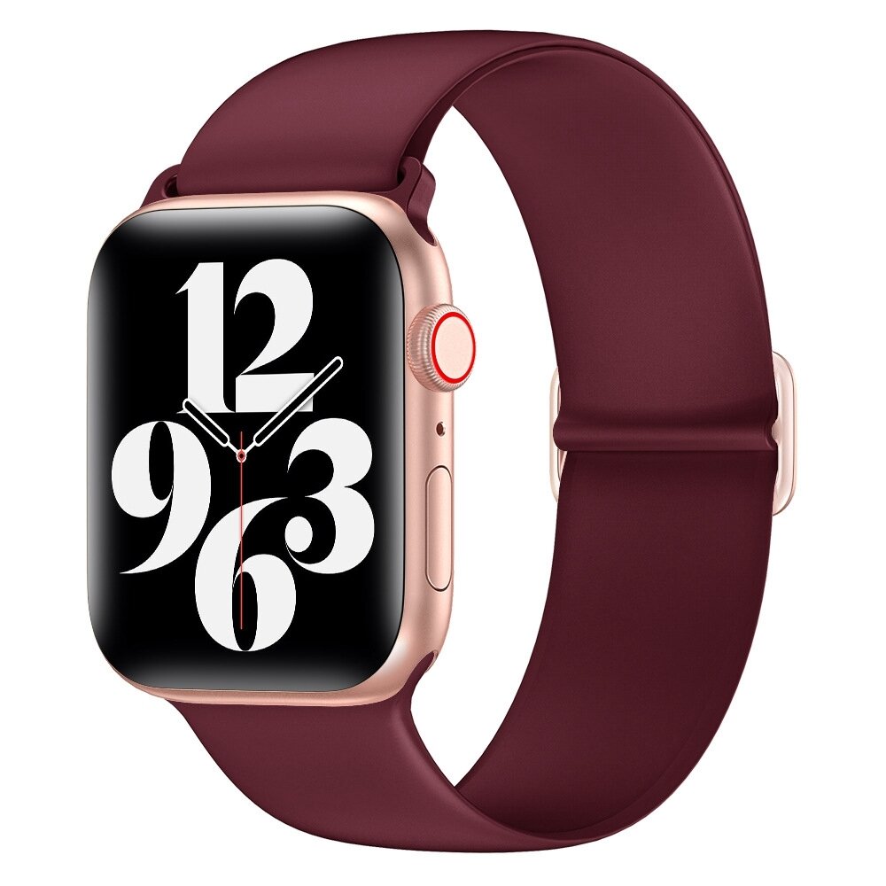 Elastisches Solo Loop Armband - Weinrot - Geeignet f&uuml;r Apple Watch 44mm / 45mm / 46mm / 49mm