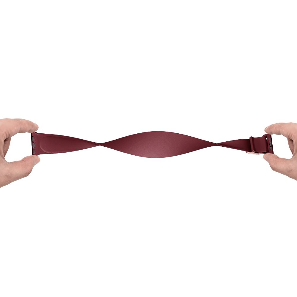 Elastisches Solo Loop Armband - Weinrot - Geeignet f&uuml;r Apple Watch 44mm / 45mm / 46mm / 49mm