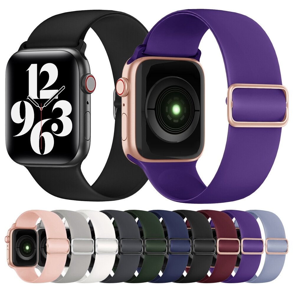 Elastisches Solo Loop Armband - Weinrot - Geeignet f&uuml;r Apple Watch 44mm / 45mm / 46mm / 49mm