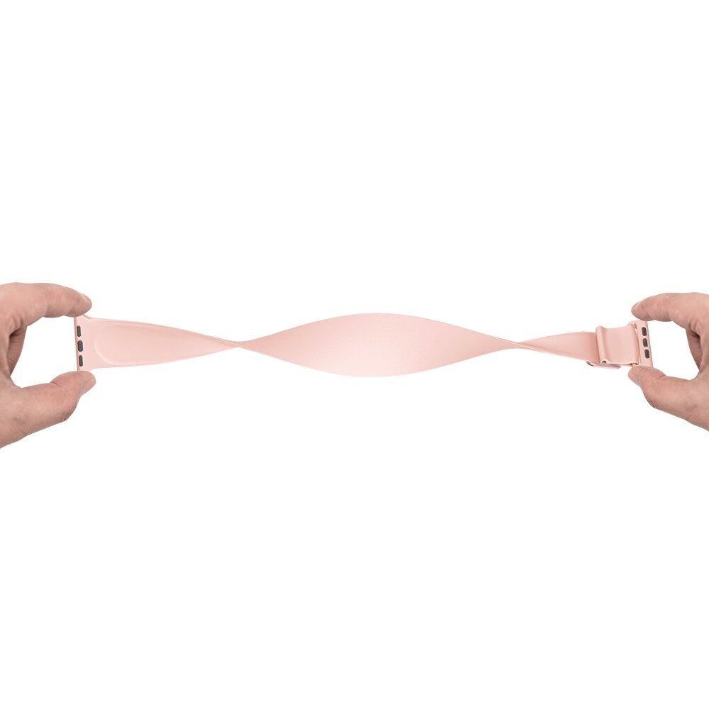 Elastisches Solo Loop Armband - Rosa - Geeignet f&uuml;r Apple Watch 44mm / 45mm / 46mm / 49mm
