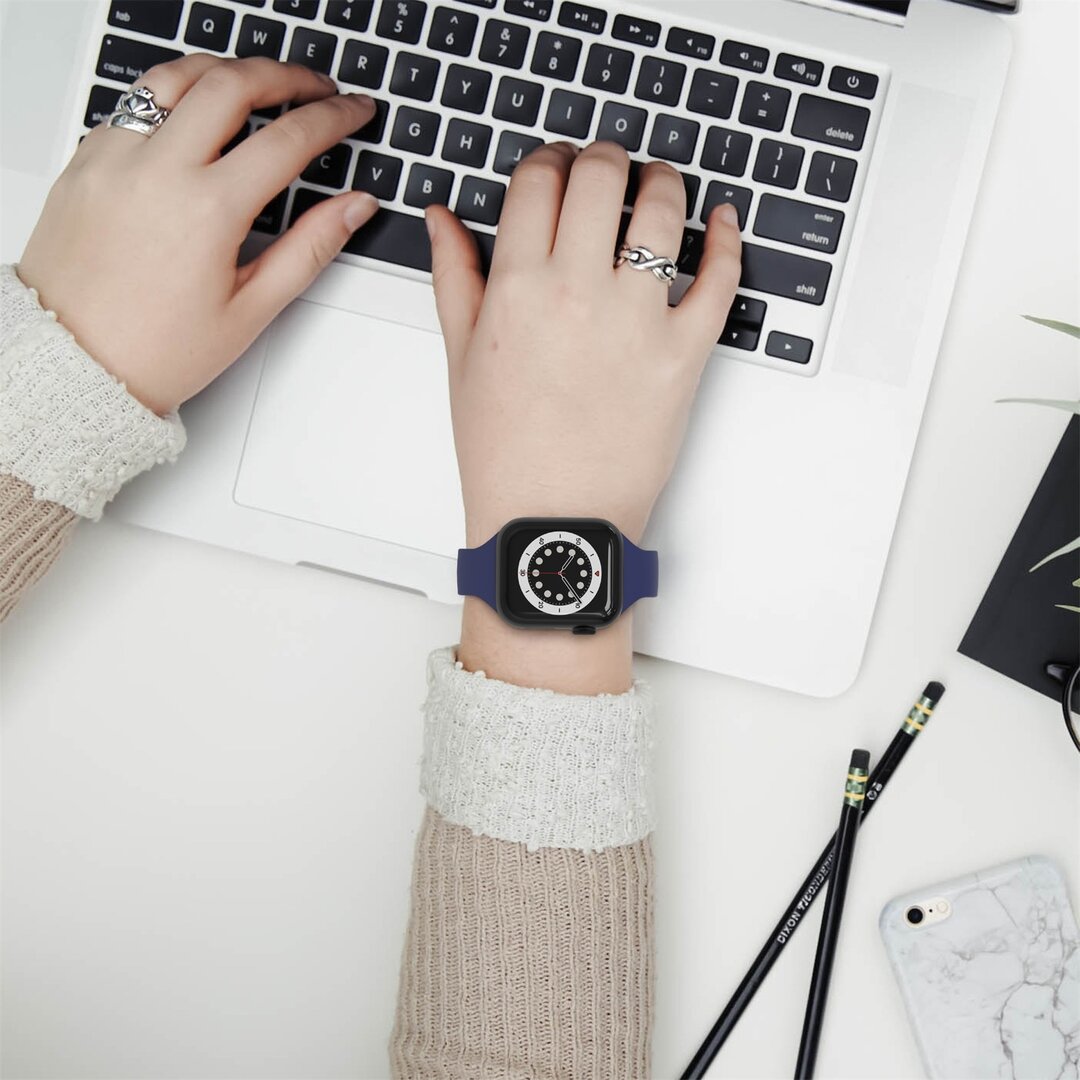 TPU Slim Fit Armband - Dunkelblau - Geeignet f&uuml;r Apple Watch 38mm / 40mm / 41mm / 42mm