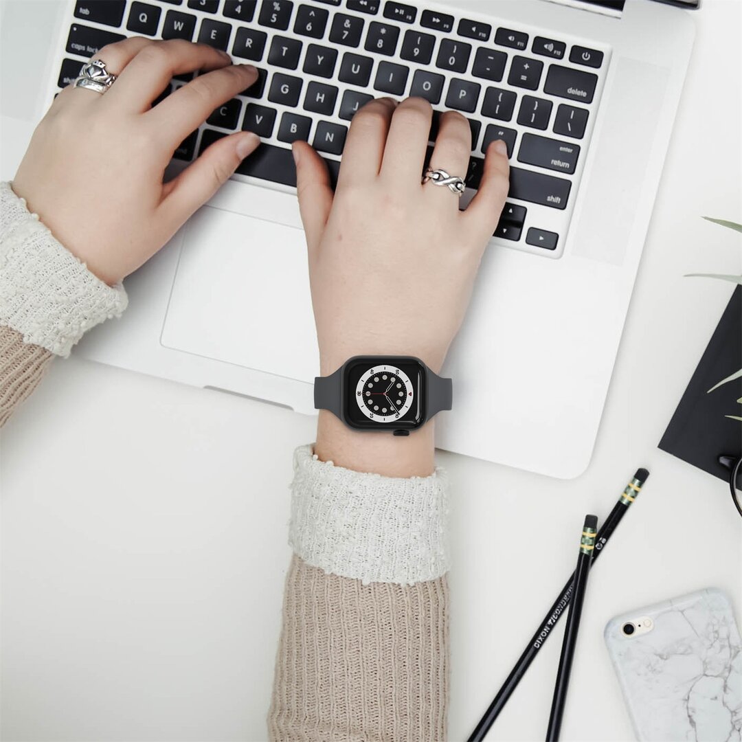 TPU Slim Fit Armband - Space Grau - Geeignet f&uuml;r Apple Watch 38mm / 40mm / 41mm / 42mm