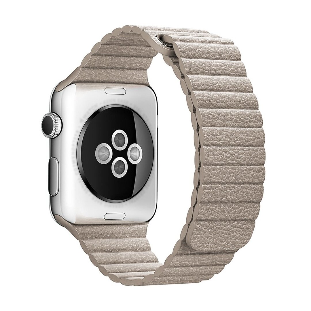 PU Leder Loop Armband - Hellbraun - Geeignet f&uuml;r Apple Watch 38mm / 40mm / 41mm / 42mm