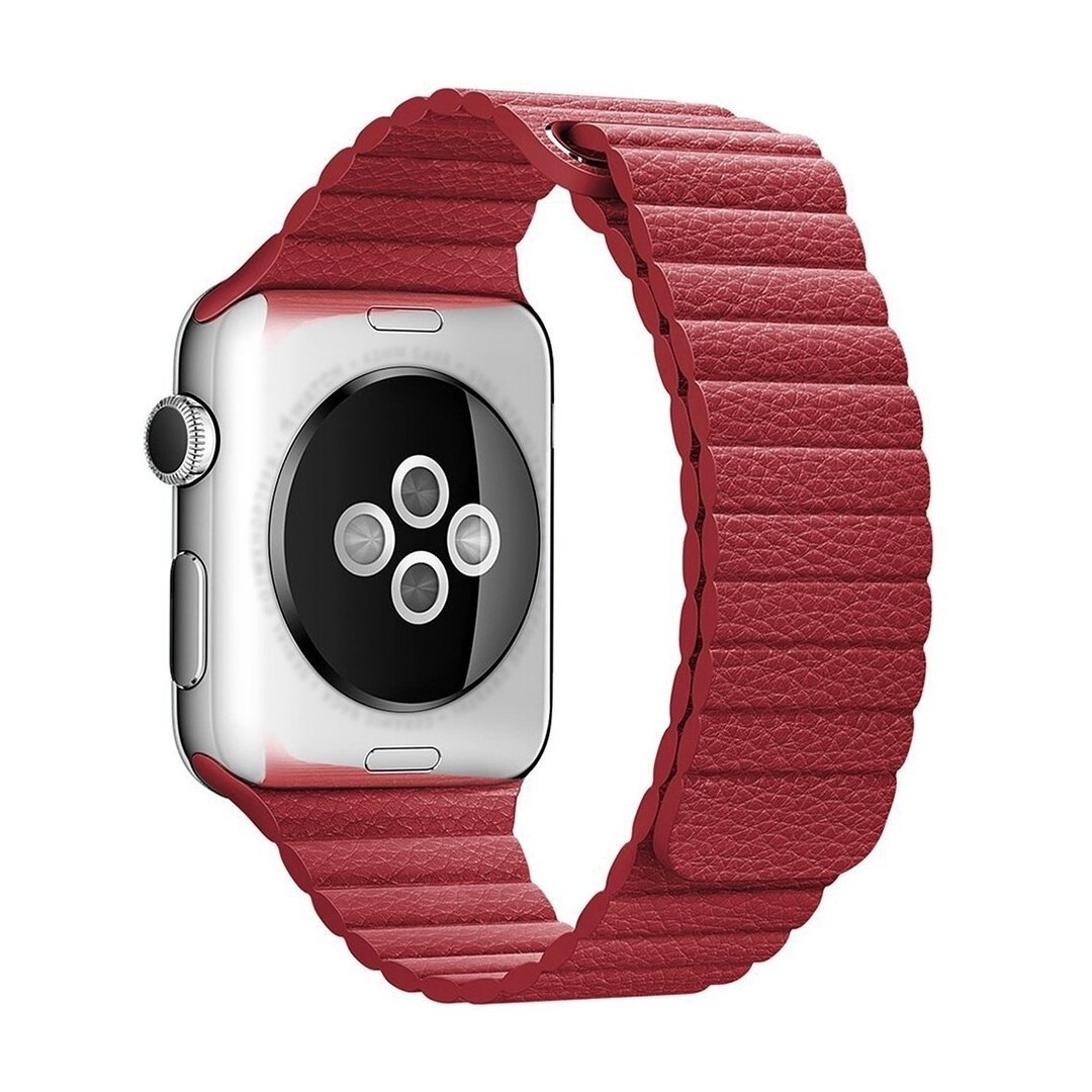 PU Leder Loop Armband - Rot - Geeignet f&uuml;r Apple Watch 38mm / 40mm / 41mm / 42mm
