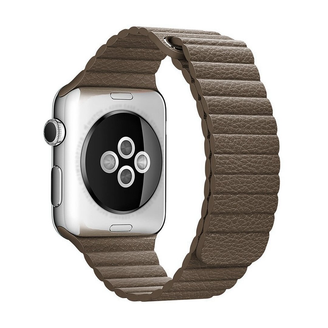 PU Leder Loop Armband - Braun - Geeignet f&uuml;r Apple Watch 38mm / 40mm / 41mm / 42mm