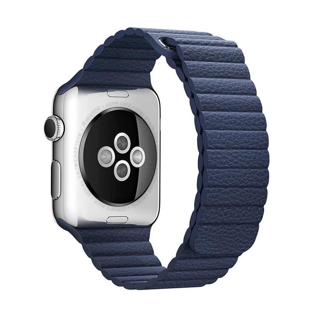 PU Leder Loop Armband - Blau - Geeignet f&uuml;r Apple Watch 44mm / 45mm / 46mm / 49mm