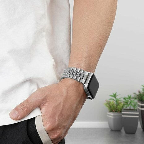 Metallgliederband - Silber - Geeignet f&uuml;r Apple Watch 38mm / 40mm / 41mm / 42mm