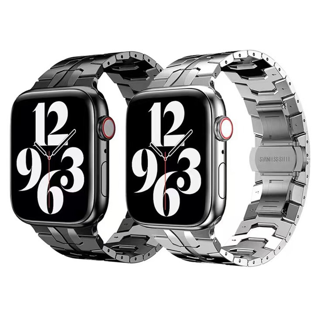 Stahlgliederarmband - Schwarz - Geeignet f&uuml;r Apple Watch 38mm / 40mm / 41mm / 42mm