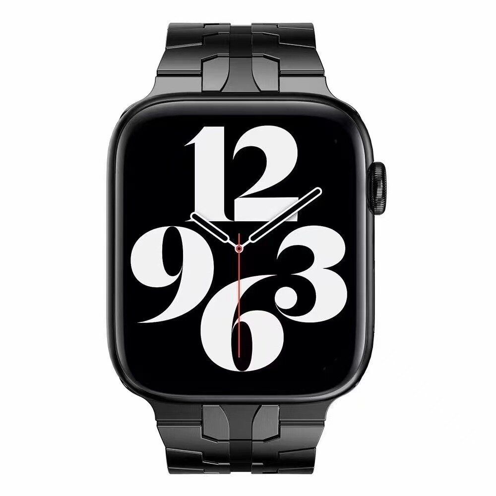 Stahlgliederarmband - Schwarz - Geeignet f&uuml;r Apple Watch 44mm / 45mm / 46mm / 49mm