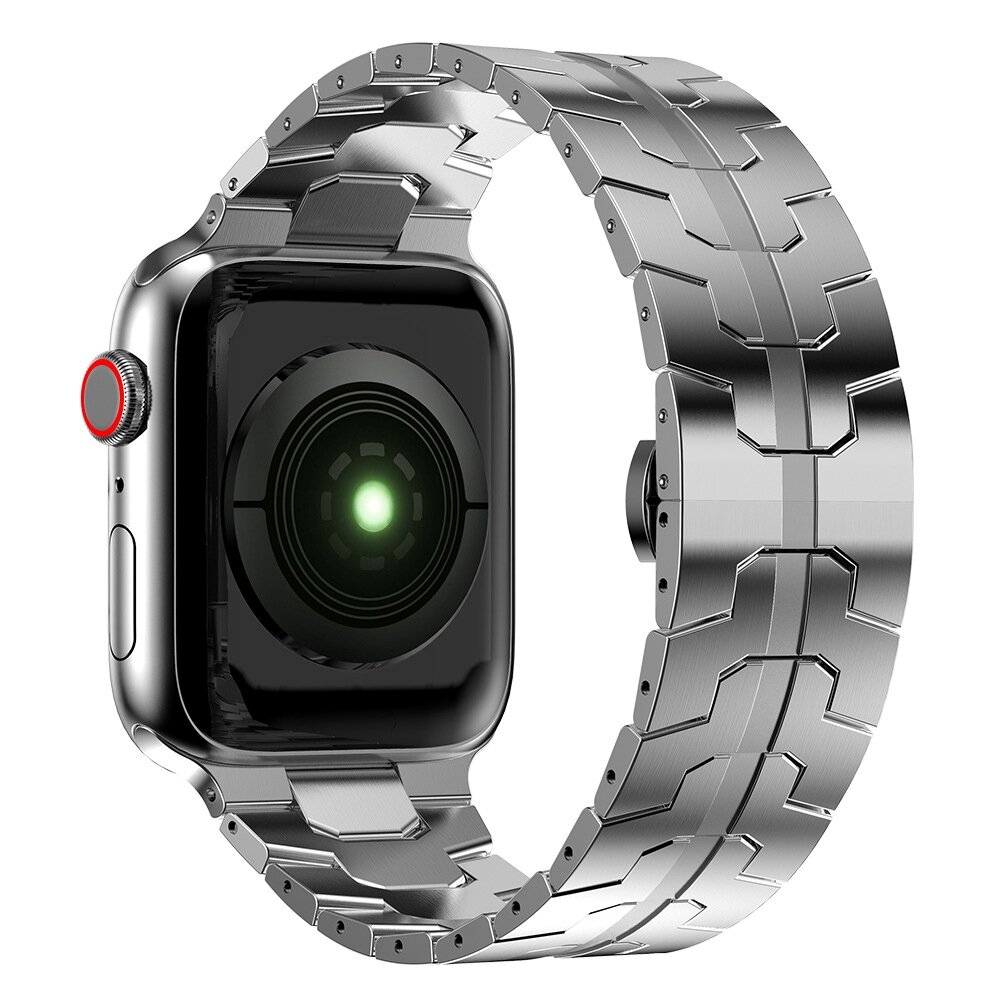 Stahlgliederarmband - Silber - Geeignet f&uuml;r Apple Watch 44mm / 45mm / 46mm / 49mm