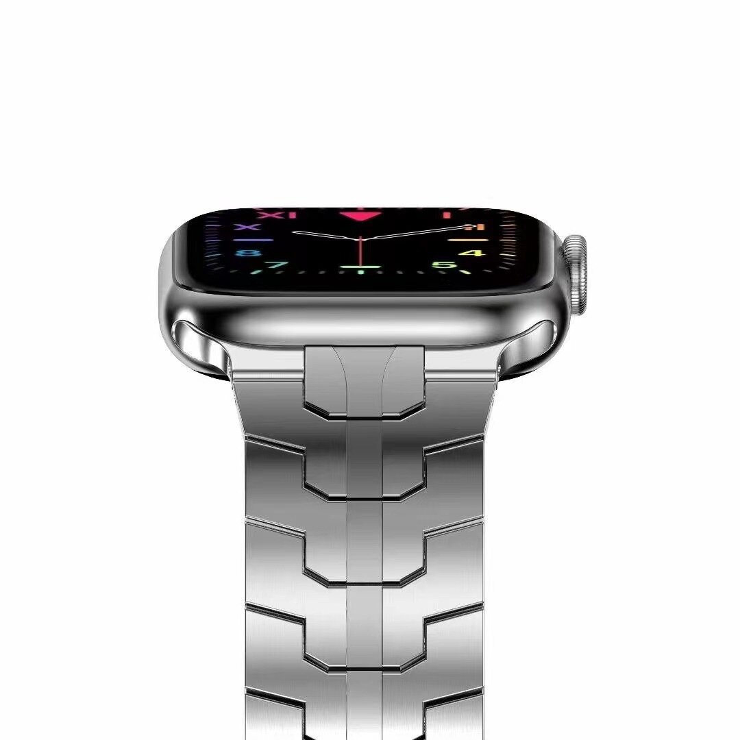 Stahlgliederarmband - Silber - Geeignet f&uuml;r Apple Watch 44mm / 45mm / 46mm / 49mm