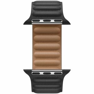 Leder Link Serie Armband - Schwarz - Geeignet f&uuml;r Apple Watch 38mm / 40mm / 41mm / 42mm
