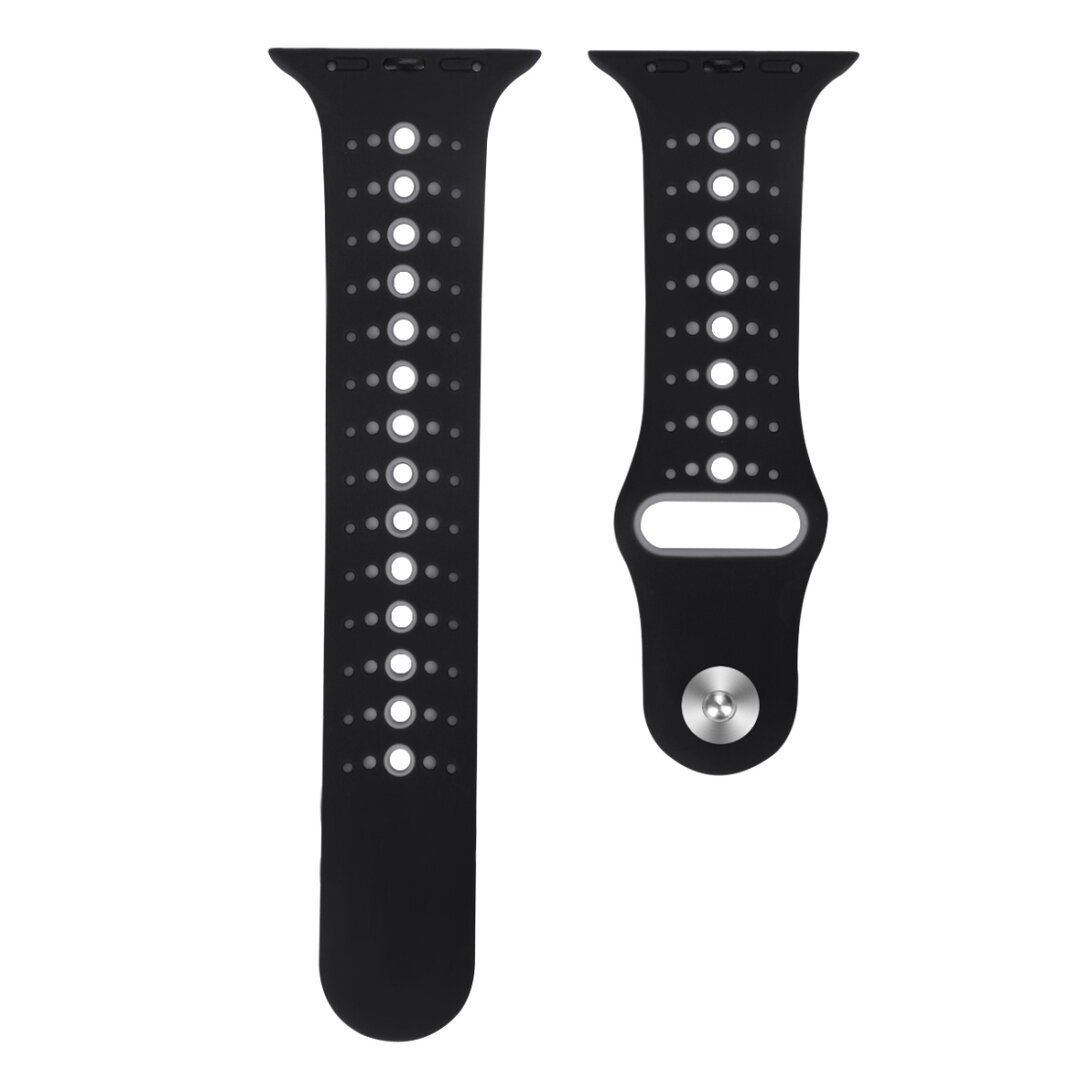 Sportarmband Farbkombination - Schwarz + Grau - Geeignet f&uuml;r Apple Watch 38mm / 40mm / 41mm / 42mm