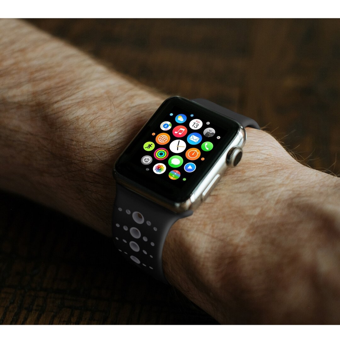 Sportarmband Farbkombination - Schwarz + Grau - Geeignet f&uuml;r Apple Watch 38mm / 40mm / 41mm / 42mm