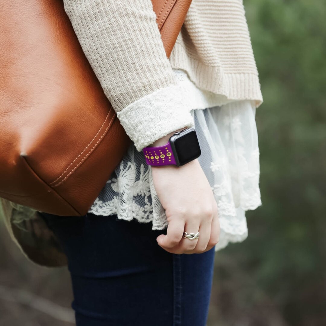 Sportarmband Farbkombination - Lila + Gelb - Geeignet f&uuml;r Apple Watch 44mm / 45mm / 46mm / 49mm