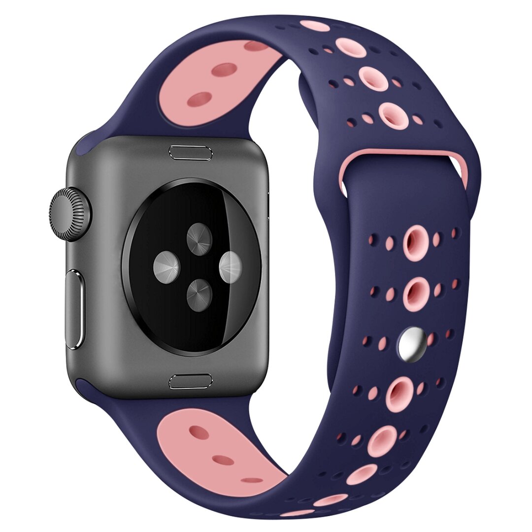 Sportarmband in Kombi-Farben - Lila + Rosa - Geeignet f&uuml;r Apple Watch 44mm / 45mm / 46mm / 49mm