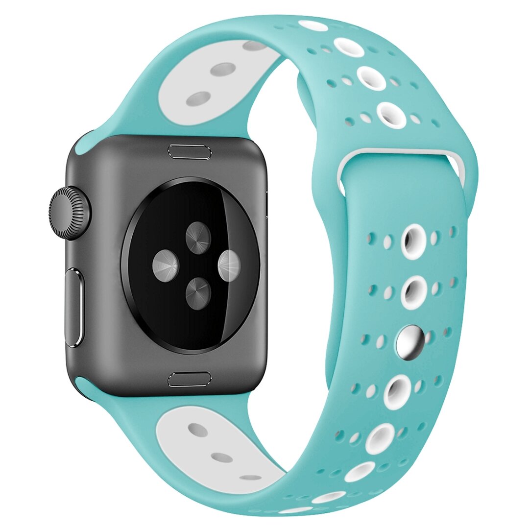 Sportarmband Farbkombination - Blau + Wei&szlig; - Geeignet f&uuml;r Apple Watch 44mm / 45mm / 46mm / 49mm