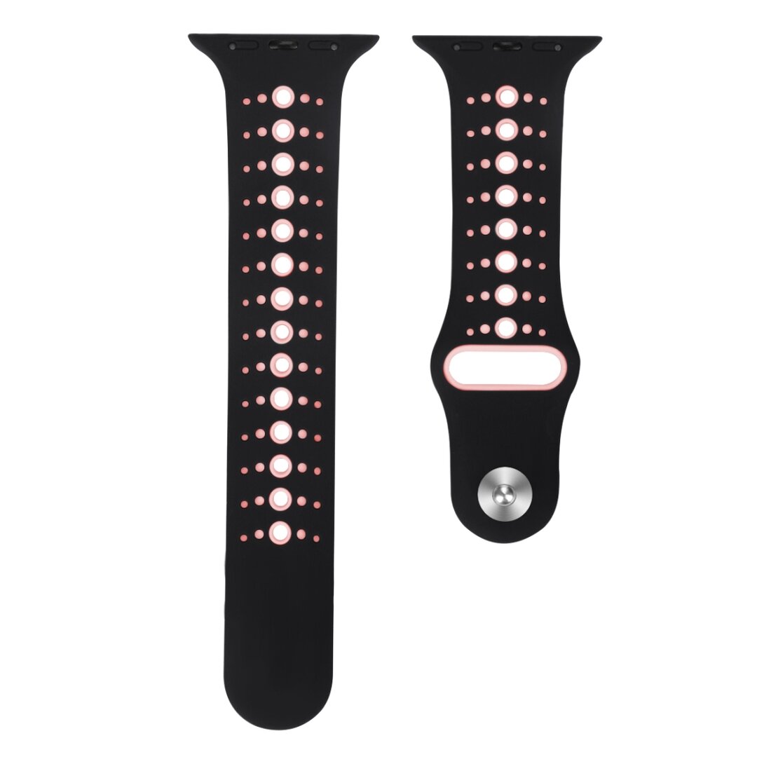 Sportarmband Farbkombination - Schwarz + Rosa - Geeignet f&uuml;r Apple Watch 44mm / 45mm / 46mm / 49mm