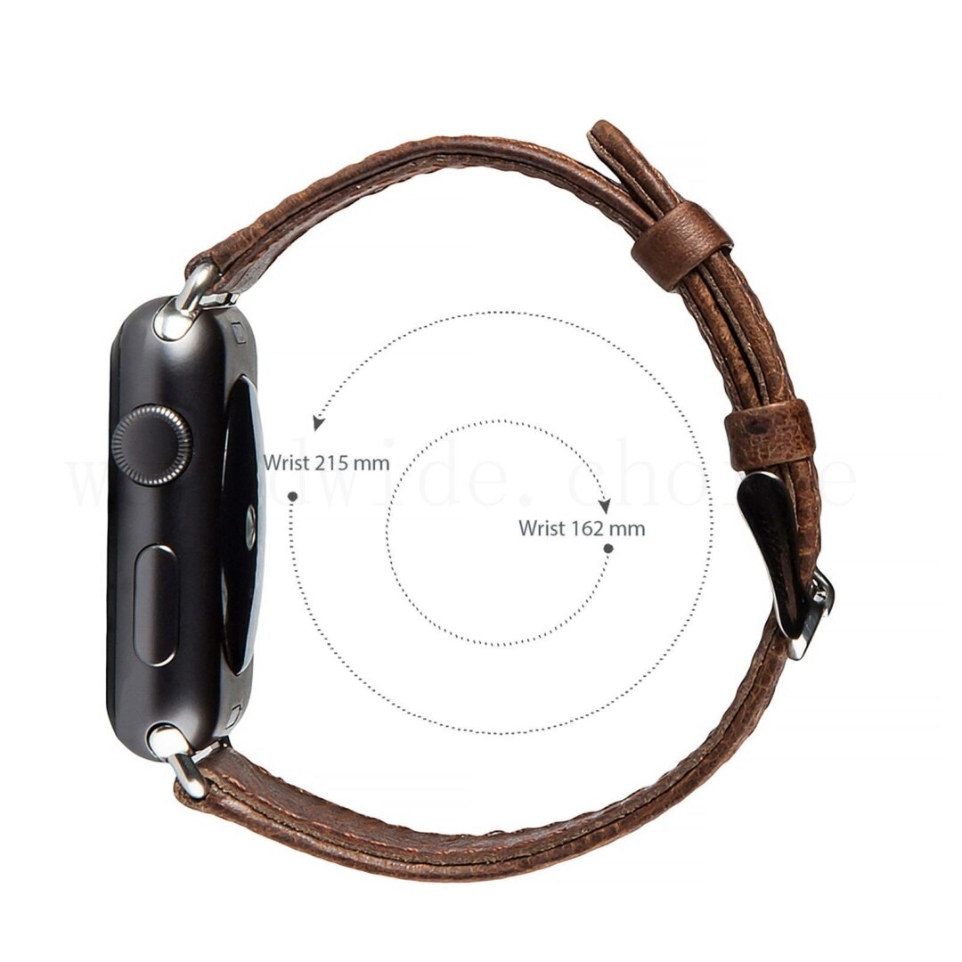 Retro-Lederarmband - Dunkelbraun - Geeignet f&uuml;r Apple Watch 44mm / 45mm / 46mm / 49mm