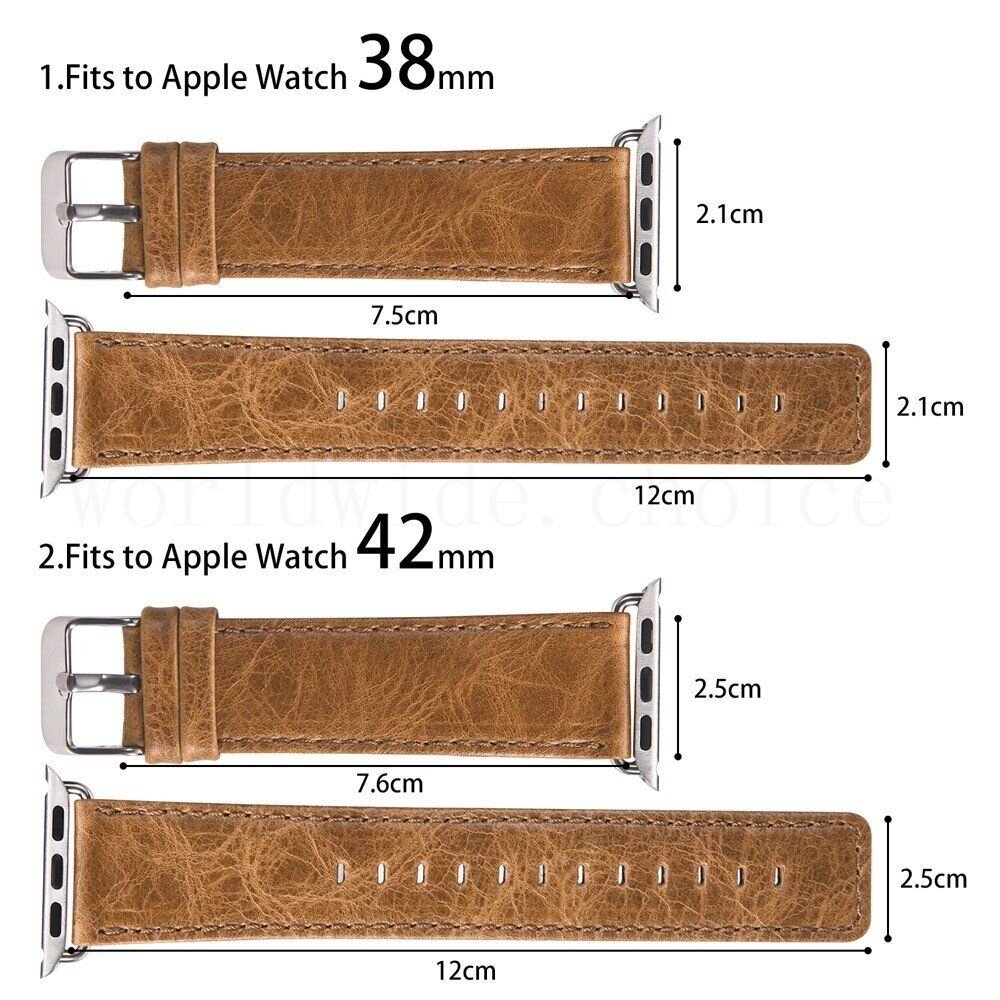 Retro-Lederarmband - Hellbraun - Geeignet f&uuml;r Apple Watch 44mm / 45mm / 46mm / 49mm