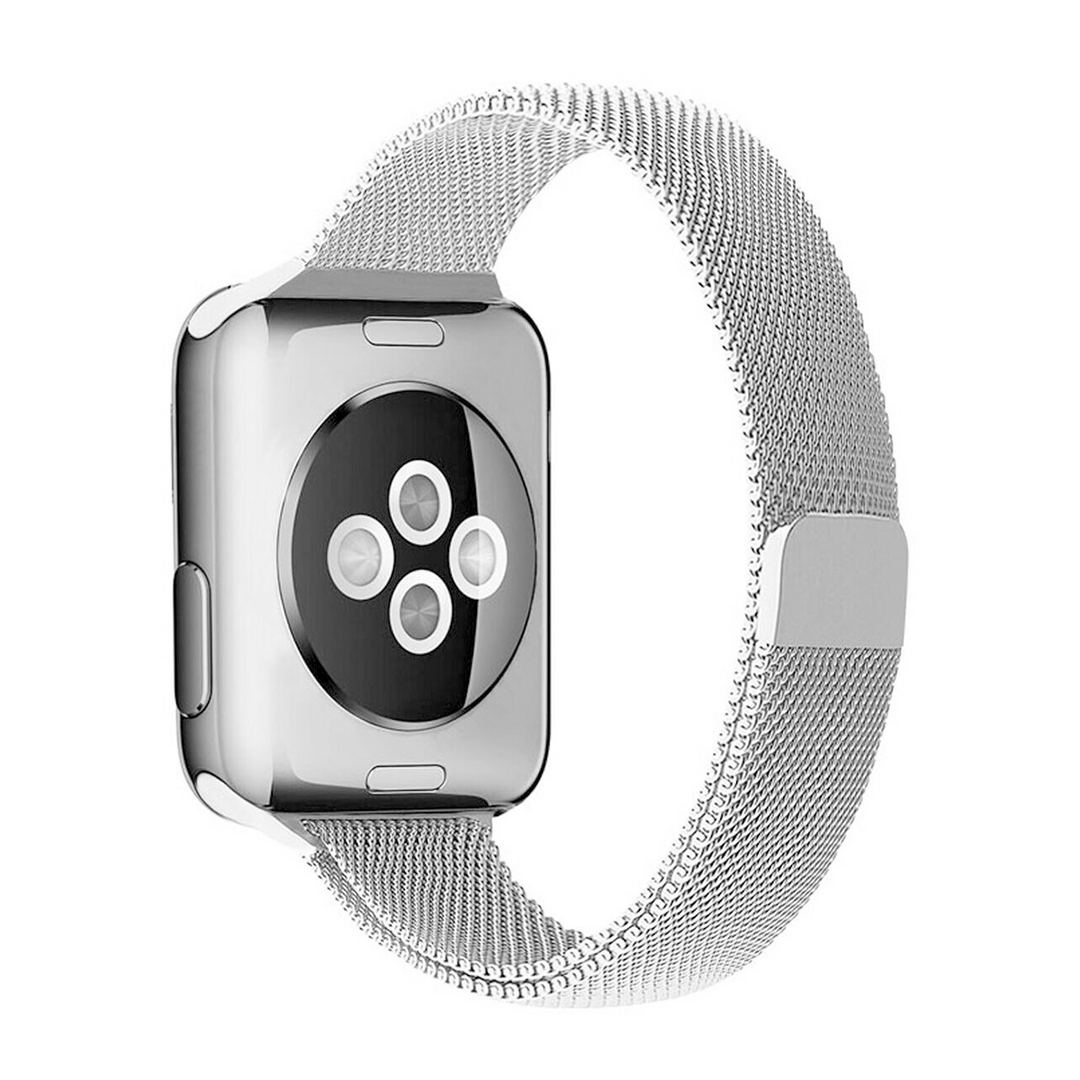 Milanaise Slim Fit Armband - Silber - Geeignet f&uuml;r Apple Watch 44mm / 45mm / 46mm / 49mm