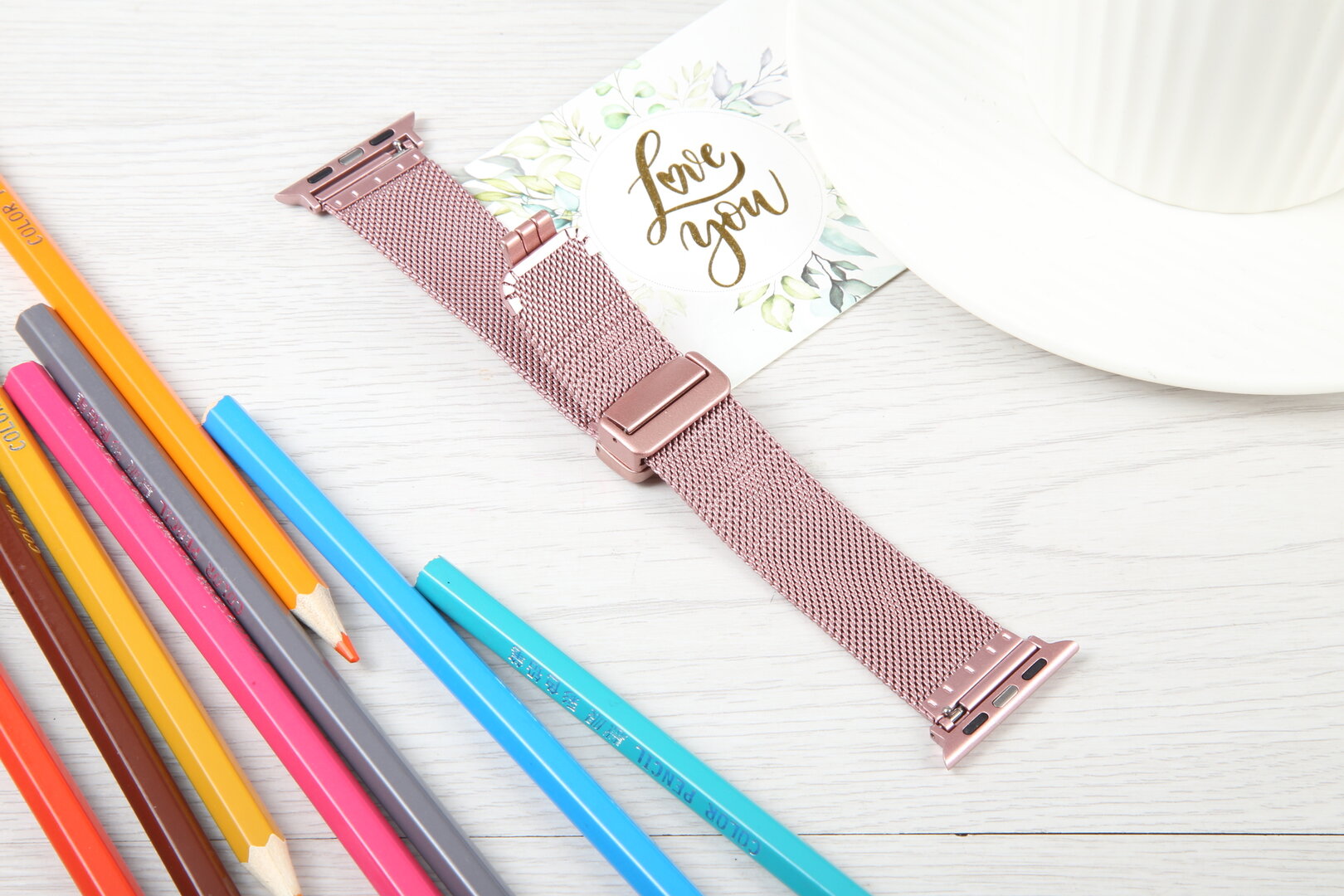 Milanaise-Armband mit faltbarem Magnetverschluss - Ros&eacute;gold - Passend f&uuml;r Apple Watch 38mm / 40mm / 41mm / 42mm