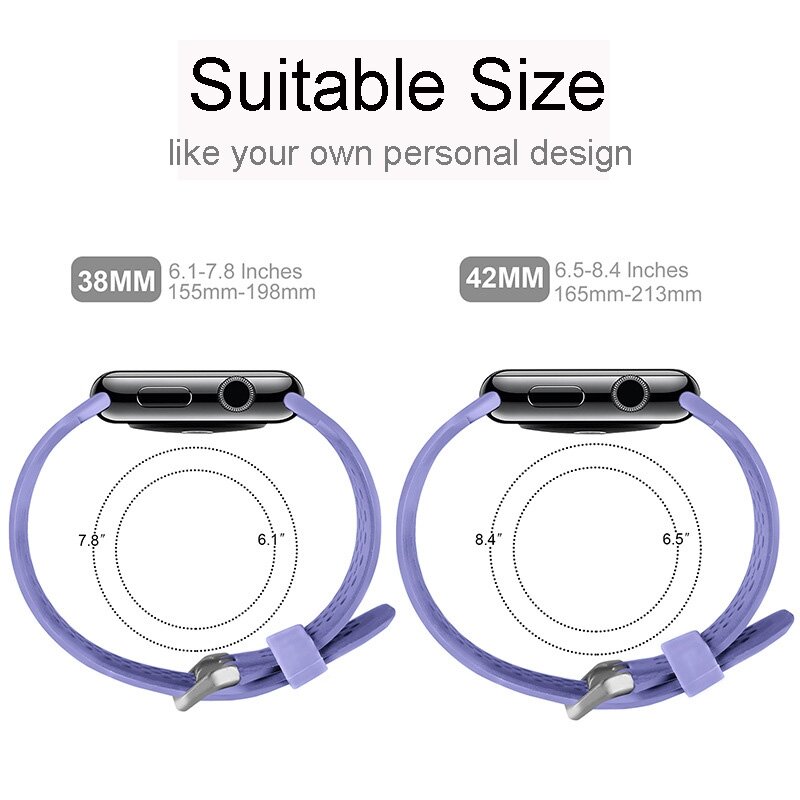 Armband mit L&ouml;chern - Lavendel - Geeignet f&uuml;r Apple Watch 38mm / 40mm / 41mm / 42mm