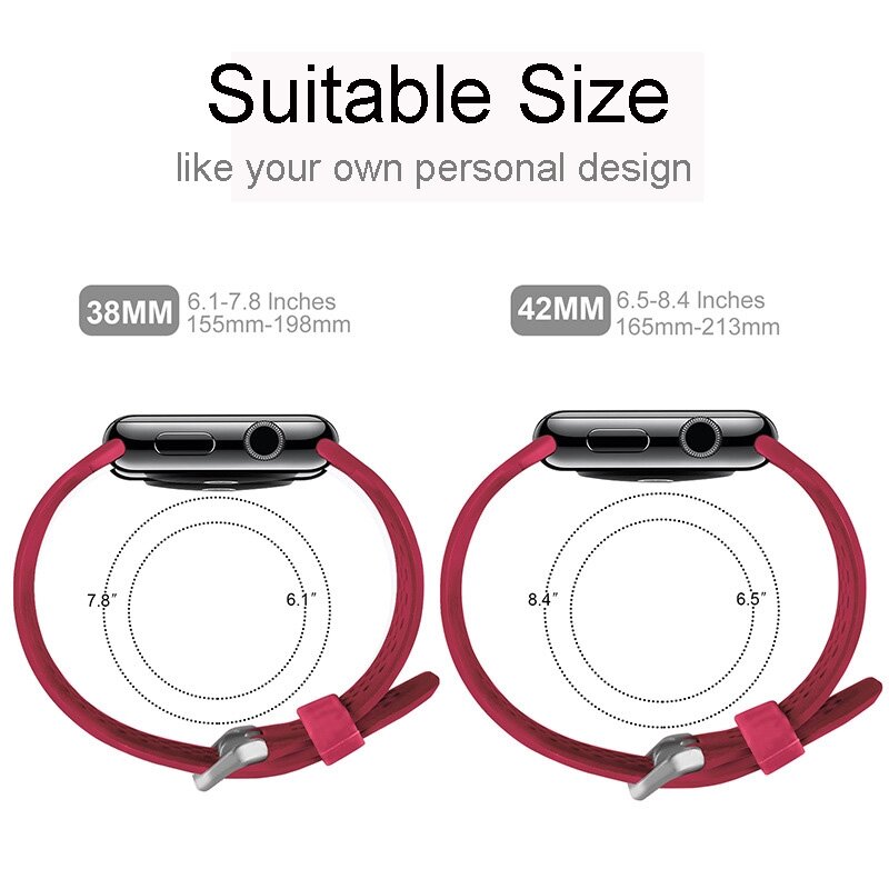 Armband mit L&ouml;chern - Rot - Geeignet f&uuml;r Apple Watch 38mm / 40mm / 41mm / 42mm