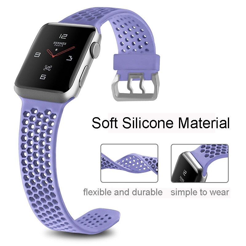 Armband mit L&ouml;chern - Lavendel - Geeignet f&uuml;r Apple Watch 44mm / 45mm / 46mm / 49mm