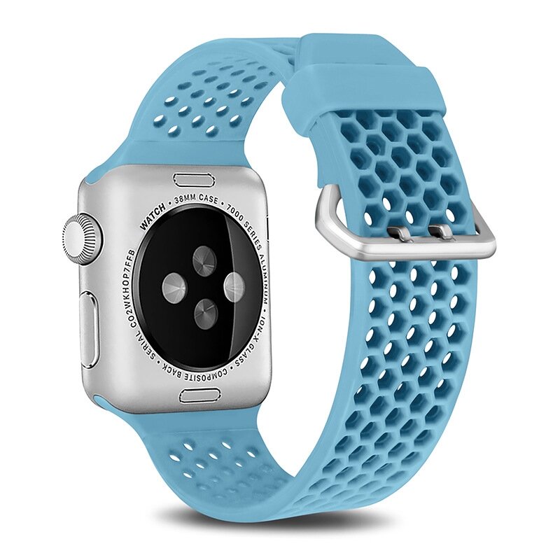 Armband mit L&ouml;chern - Hellblau - Geeignet f&uuml;r Apple Watch 44mm / 45mm / 46mm / 49mm