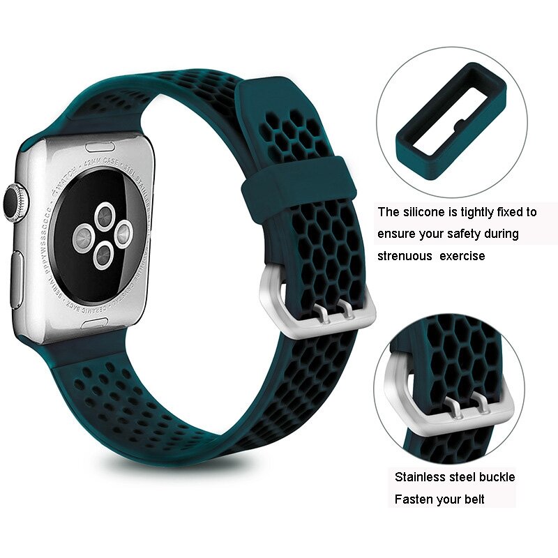 Armband mit L&ouml;chern - Gr&uuml;n - Geeignet f&uuml;r Apple Watch 44mm / 45mm / 46mm / 49mm