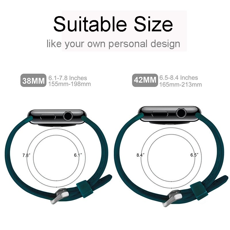 Armband mit L&ouml;chern - Gr&uuml;n - Geeignet f&uuml;r Apple Watch 44mm / 45mm / 46mm / 49mm