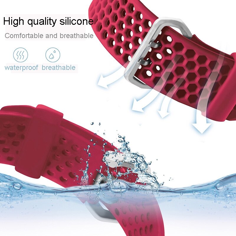 Armband mit L&ouml;chern - Rot - Geeignet f&uuml;r Apple Watch 44mm / 45mm / 46mm / 49mm