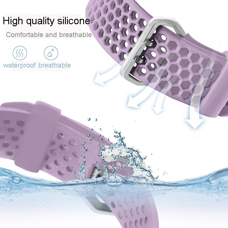 Armband mit L&ouml;chern - Hellviolett - Geeignet f&uuml;r Apple Watch 44mm / 45mm / 46mm / 49mm