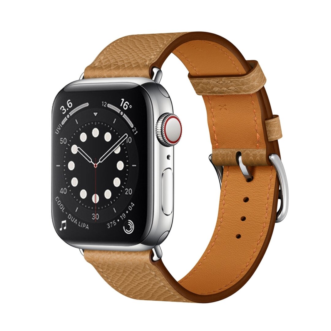 Lederarmband - Hellbraun - Geeignet f&uuml;r Apple Watch 38mm / 40mm / 41mm / 42mm
