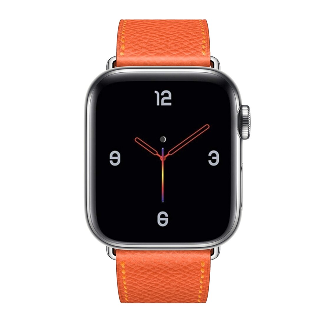 Lederarmband - Orange - Geeignet f&uuml;r Apple Watch 44mm / 45mm / 46mm / 49mm