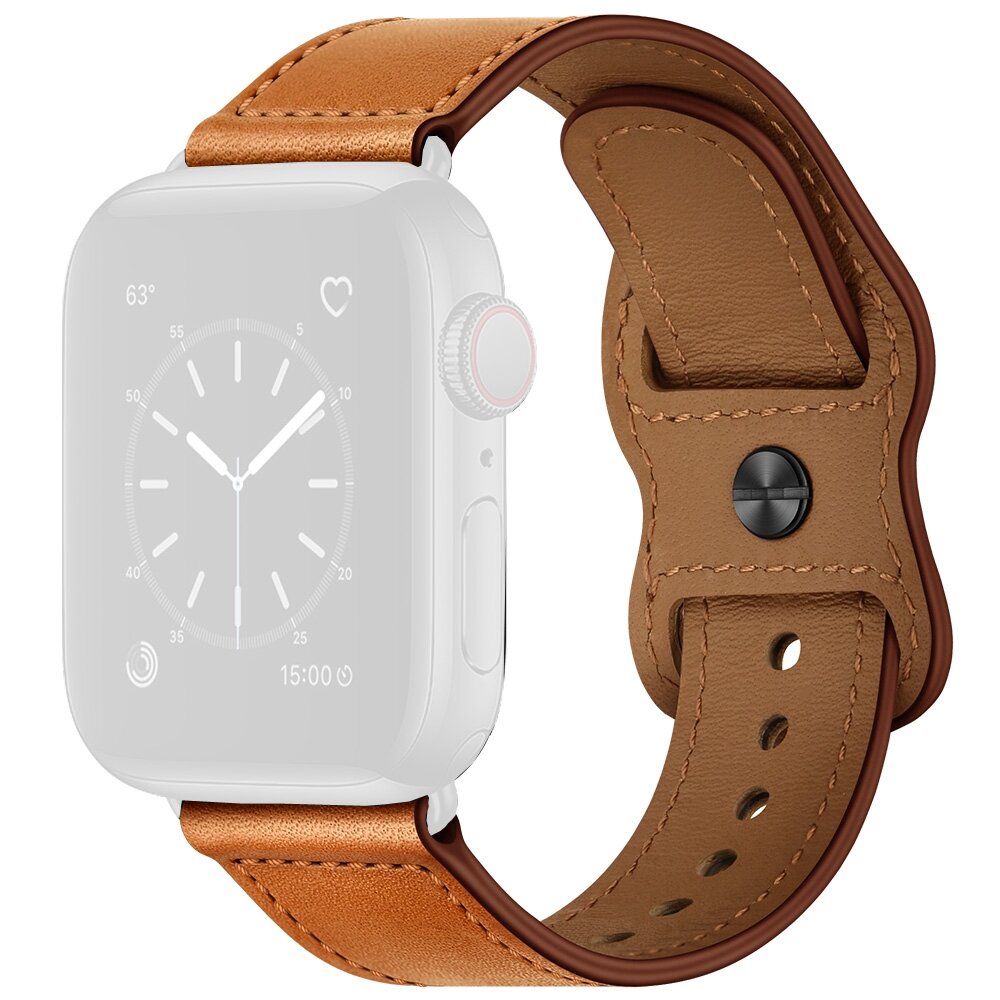 Lederband mit Doppelschlaufe - Braun - Geeignet f&uuml;r Apple Watch 38mm / 40mm / 41mm / 42mm